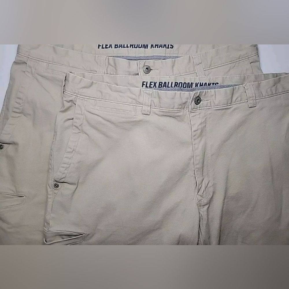 Duluth Trading Co. 2 Pair Lot Size 48x30 Flex Ballroom Khaki Pants Tan